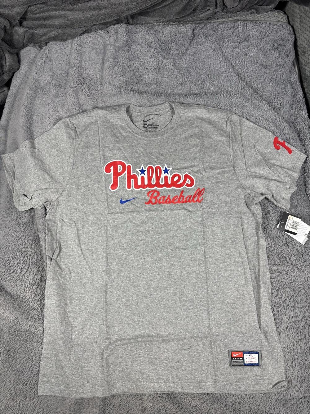 Philadelphia Phillies Shirt Mens 2XL Gray MLB Baseball Nike Team Graphic Tee